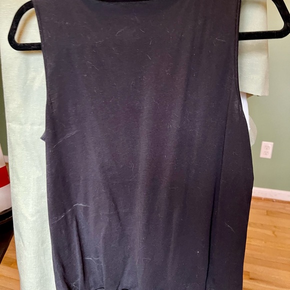 Ann Taylor LOFT petite M black ruffle embellished tank top - Picture 3 of 5